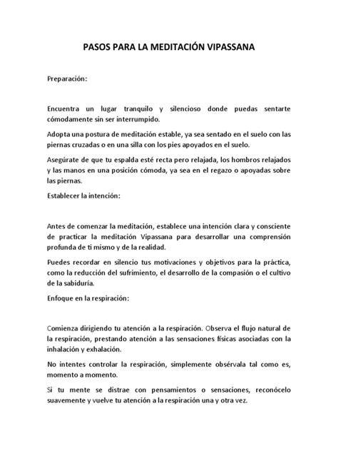 infografico de vipassana y pasos
