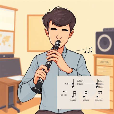 representación de técnica de clarinete (instrucciones visuales de digitación)