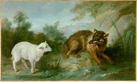 ilustración simbólica lobo y cordero