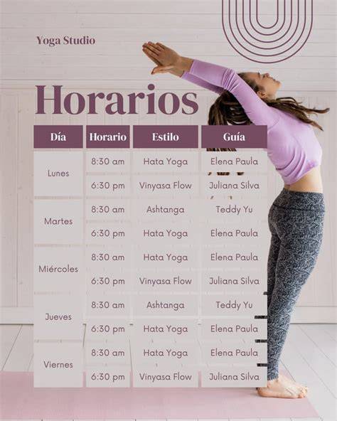 infografico de horario de yoga