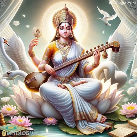Saraswati: diosa sobre cisne y símbolo de pureza